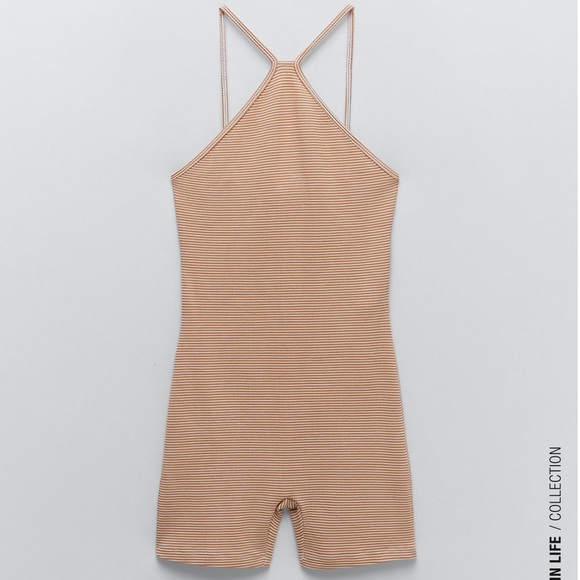 ZARA Striped High Neck Jumpsuit - Picture 4 of 4